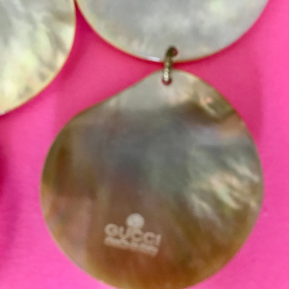 GUCCI EXTRA LONG MOTHER OF PEARL EARRINGS - Picture 7 of 8